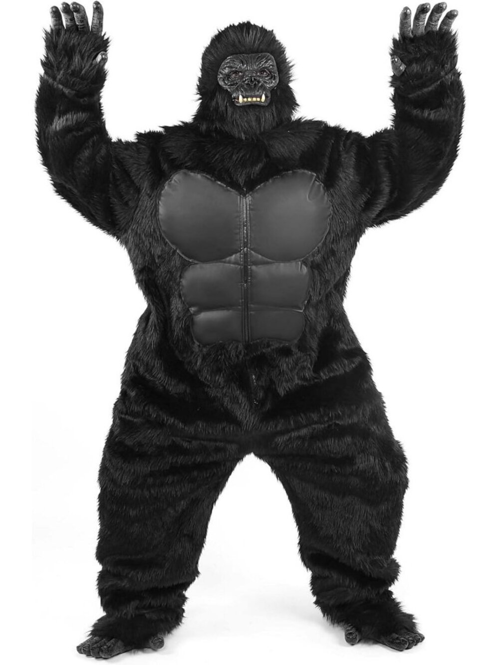 Deluxe Black Gorilla Costume Unisex Adult Onesie Jumpsuit for Halloween Party